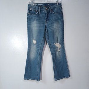 J.Crew Denim Demi Boot Crop Jean in Distressed Medium Wash Size 26